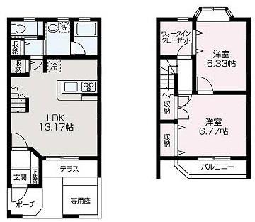 アランフェスⅡ(2LDK/1階)の間取り写真