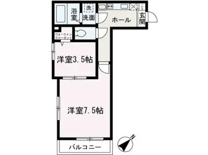 インティメート新座(2K/2階)の間取り写真