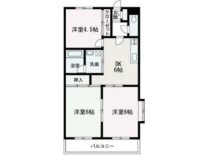 サンキャッスル(3DK/1階)の間取り写真