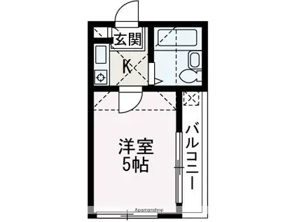ヴィラ朝霞台(1K/1階)の間取り写真