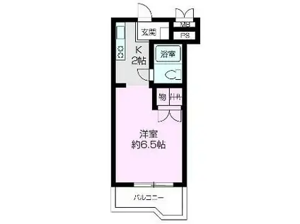 ドリームパレス(ワンルーム/1階)の間取り写真