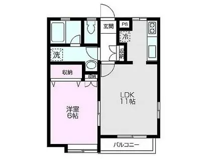 サンクルーズ(1LDK/2階)の間取り写真