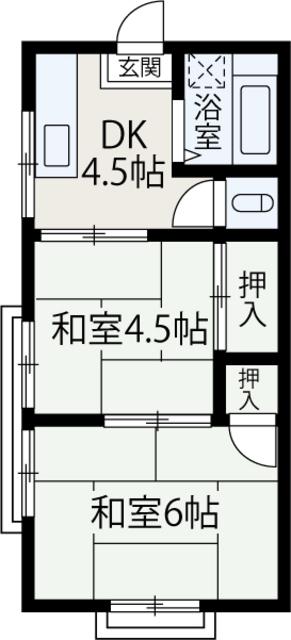 飯倉荘(2K/2階)の間取り写真
