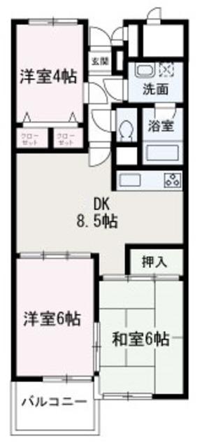 グリナード細田(3DK/2階)の間取り写真