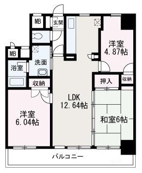 ブエナビスタ(3LDK/7階)の間取り写真