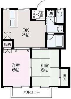 サンプラザA棟(2DK/1階)の間取り写真