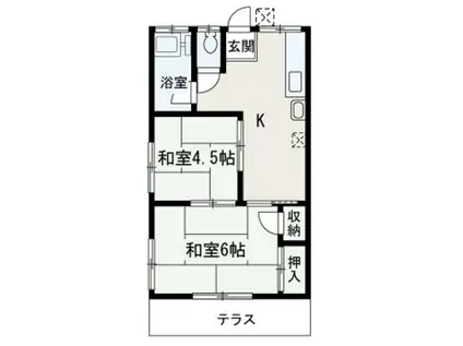 コーポ島(2K/1階)の間取り写真