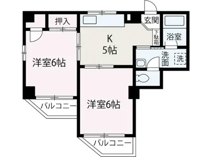 保第二ビル(2K/5階)の間取り写真