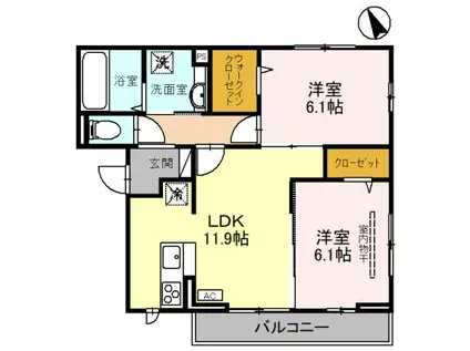 ドエルH(2LDK/3階)の間取り写真