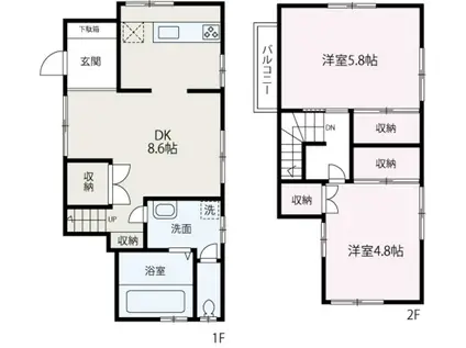 東武鉄道東上線 朝霞台駅 徒歩24分 2階建 築50年(2DK)の間取り写真
