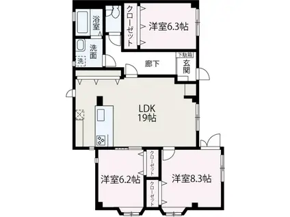 プラネット(3LDK/1階)の間取り写真