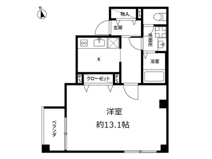 アンプルールPALACEA(1K/1階)の間取り写真