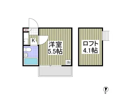 アマリリス(1K/2階)の間取り写真