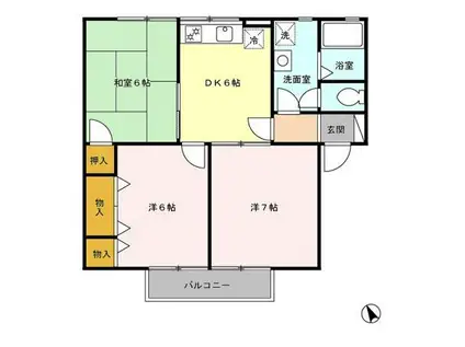 リヴェールコート A/B/C/D/E(3DK/1階)の間取り写真