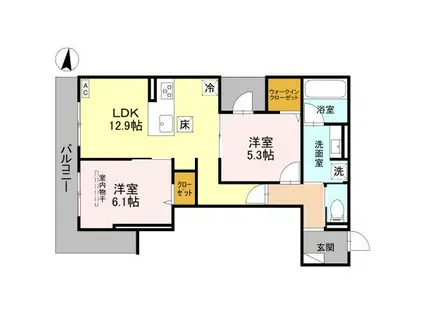 トリアングル(2LDK/1階)の間取り写真