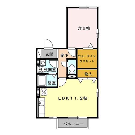 ラークヒルズ ⅠⅡ(1LDK/2階)の間取り写真