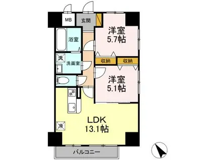 K・Mおおたかの森 住居(2LDK/9階)の間取り写真