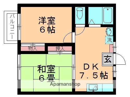 ハイドゥエル(2DK/2階)の間取り写真