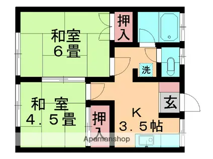 能勢コーポ(2K/2階)の間取り写真