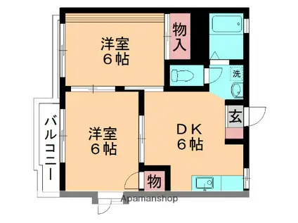 シティハイツトヨダⅡ(2DK/2階)の間取り写真