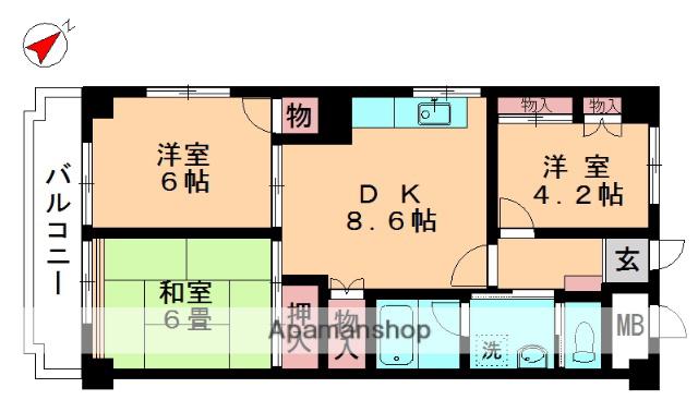プラトー都賀(3DK/2階)の間取り写真