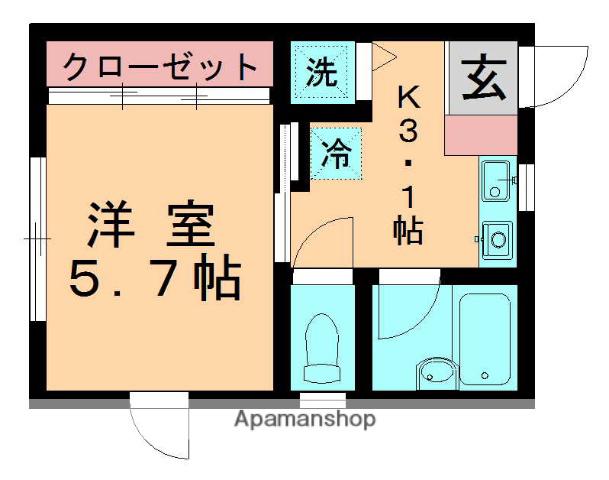 メゾン ド 若葉(1K/1階)の間取り写真