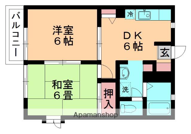ドリームスクエアA(2DK/2階)の間取り写真