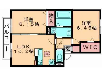 バードネイチャー A棟(2LDK/2階)の間取り写真