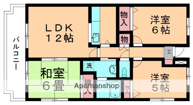 ラプソディ西都賀 B棟(3LDK/5階)の間取り写真
