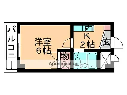 ジュネス本町(1K/3階)の間取り写真