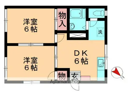 第二コーポせいわ(2DK/1階)の間取り写真