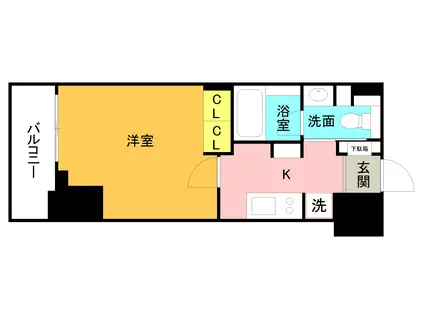 プライムメゾン千葉新町(1K/8階)の間取り写真