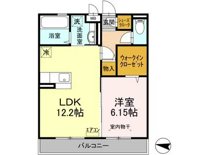 PARK HILLS MIYAKO G(1LDK/2階)の間取り写真