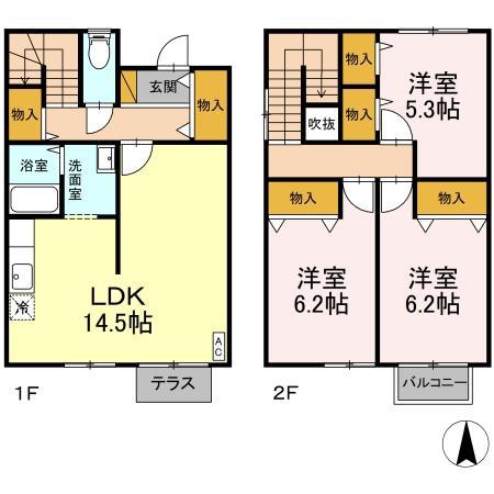 グレイスタウン蘇我 A(3LDK)の間取り写真