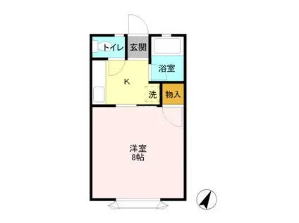 Kハイツ天台(1K/1階)の間取り写真