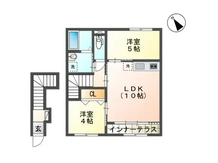 シェルル キクエイ(2LDK/2階)の間取り写真
