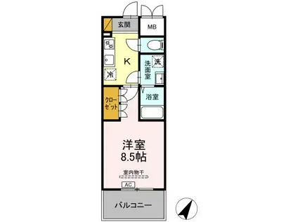 D-ROOM千葉中央(1K/8階)の間取り写真