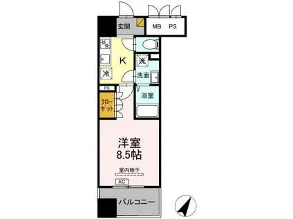 D-ROOM千葉中央(1K/8階)の間取り写真