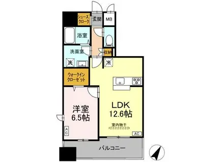 D-ROOM千葉中央(1LDK/5階)の間取り写真