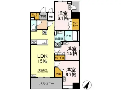 D-ROOM千葉中央(3LDK/10階)の間取り写真