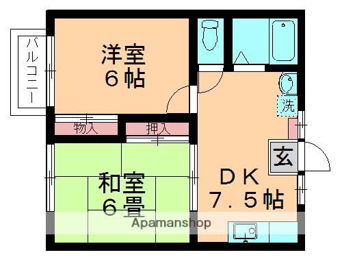 ハイドゥエル(2DK/2階)の間取り写真