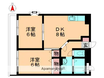 クレールフジ(2DK/1階)の間取り写真