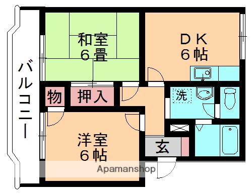 シャイン城の下(2DK/3階)の間取り写真
