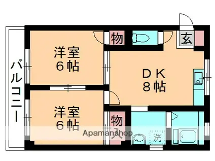 リシェス高品(2DK/3階)の間取り写真