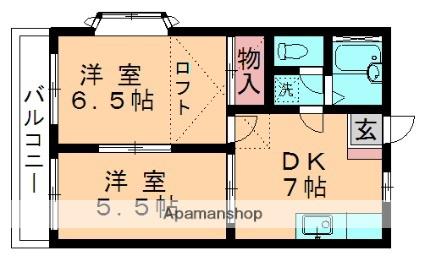 パルメゾン(2DK/2階)の間取り写真