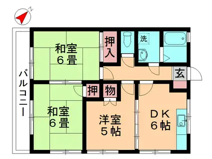 スズキハイツ(3DK/2階)の間取り写真