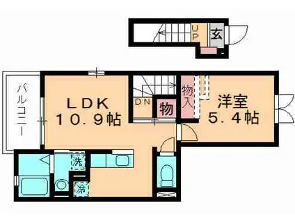 ハイグレイス1番館(1LDK/2階)の間取り写真