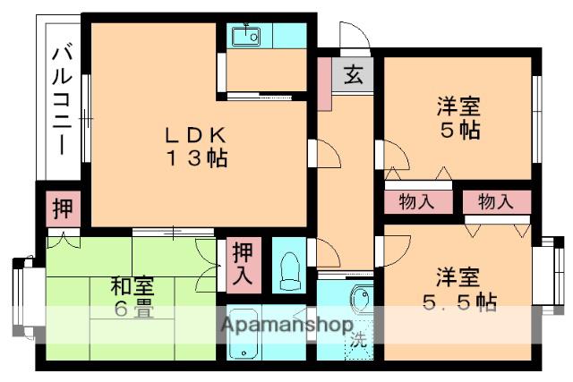 メゾン・グリーンリーフ(3LDK/2階)の間取り写真