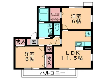 ピュア調(2LDK/2階)の間取り写真