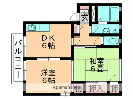 グランドール・カズ(2DK/1階)の間取り写真